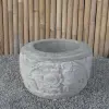 Product image 6 of the product “Balinese style flat round pot, with carving - 50cm Dia., 30 cm Height, Taro sand ”